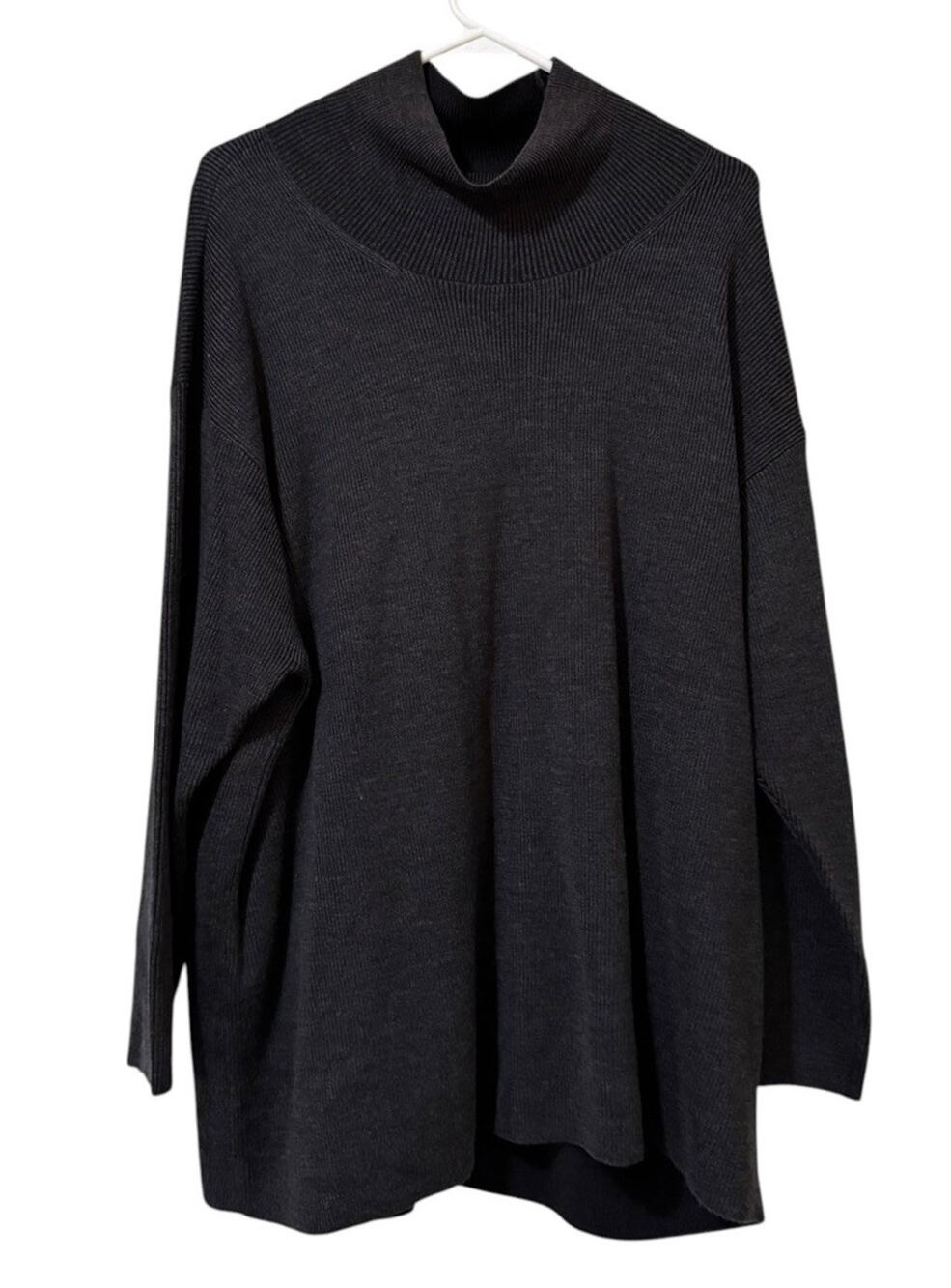 EILEEN FISHER Softest Italian Merino Wool Sweater High Neck Women Size 1X Knit